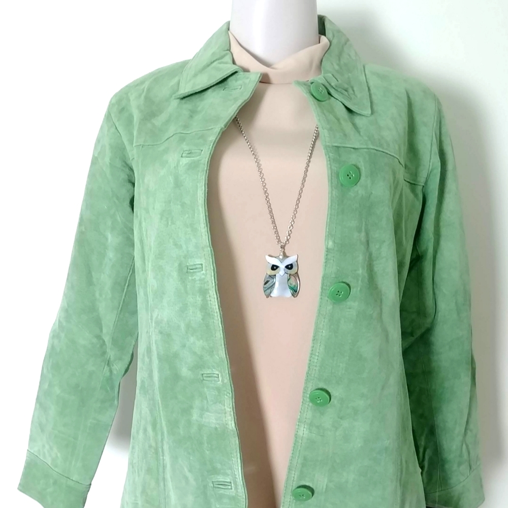 Light Green Suede Leather Jacket